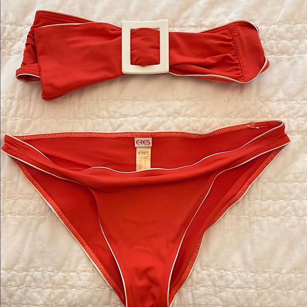 Eres Red Orange Bikini Set with carrying bag